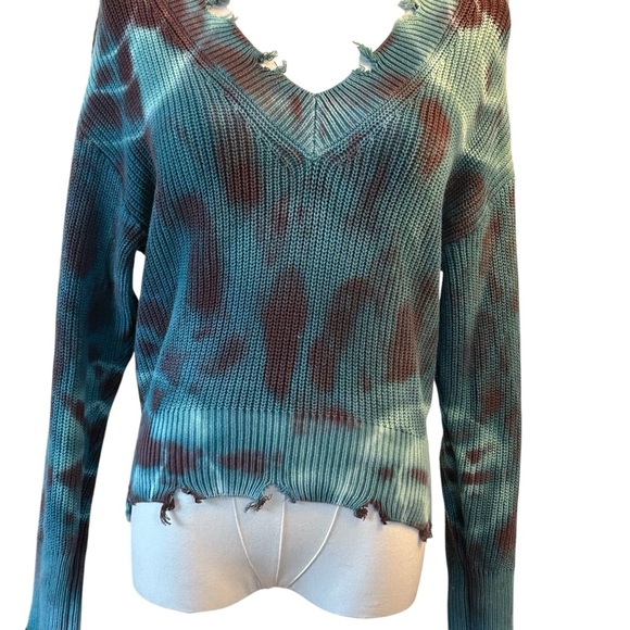 Young Fabulous Broke Tie-dye Distressed Cropped Sweater Trendy Unique - Picture 1 of 5